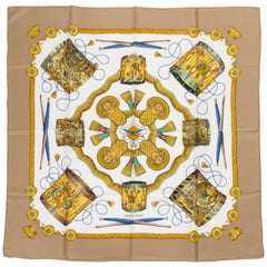 Hermes "Les Tambours" Etoupe Silk Scarf