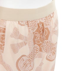 HERMES Les Tambours Finesse 100% silk printed box pleat skirt FR38 M