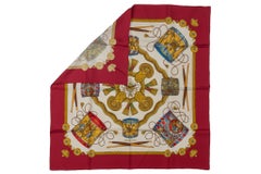 Hermès Les Tambours Red Silk Scarf