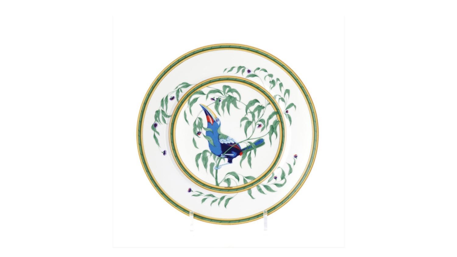 Français Six assiettes plates HERMÈS - Les Toucans