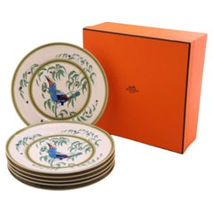 HERMES - “Les Toucans” Six Dinner Plates