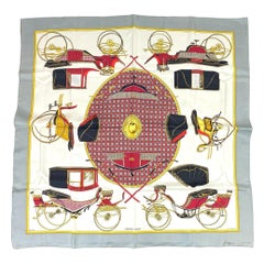 Vintage Hermès "Les Voitures a Transform" Silk Scarf by Françoise De La Perriere, 1967.