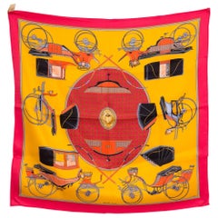 Hermes Les voitures a transformation by Francoise de La Perriere Silk Scarf