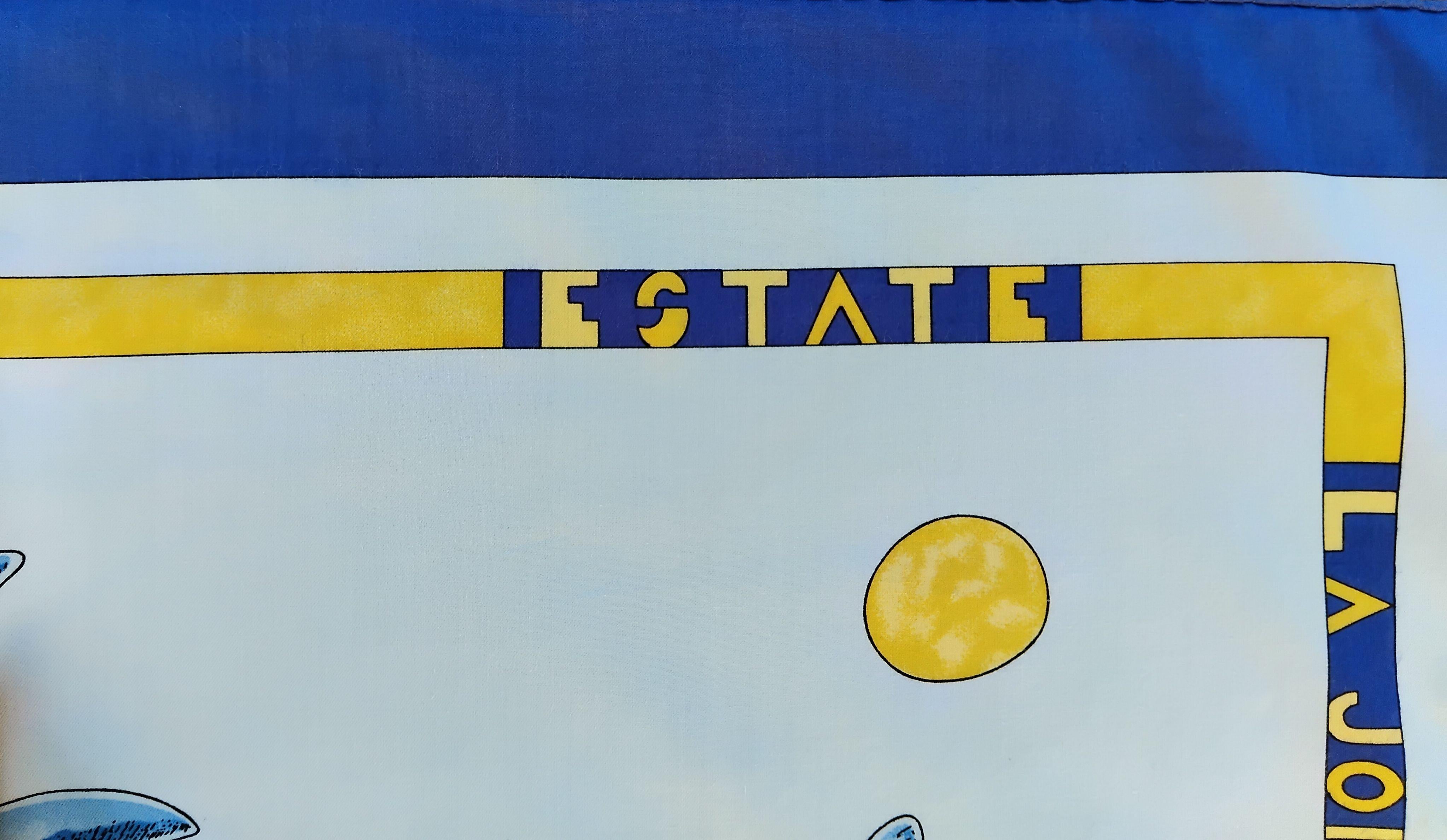 Hermès  L'Ete Summer Estate Cotton Scarf Joachim Metz Blue 6