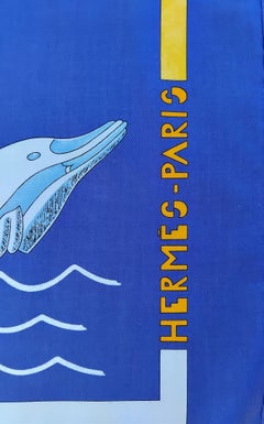 Hermès Écharpe L'Ete Summer Estate en coton Joachim Metz bleu