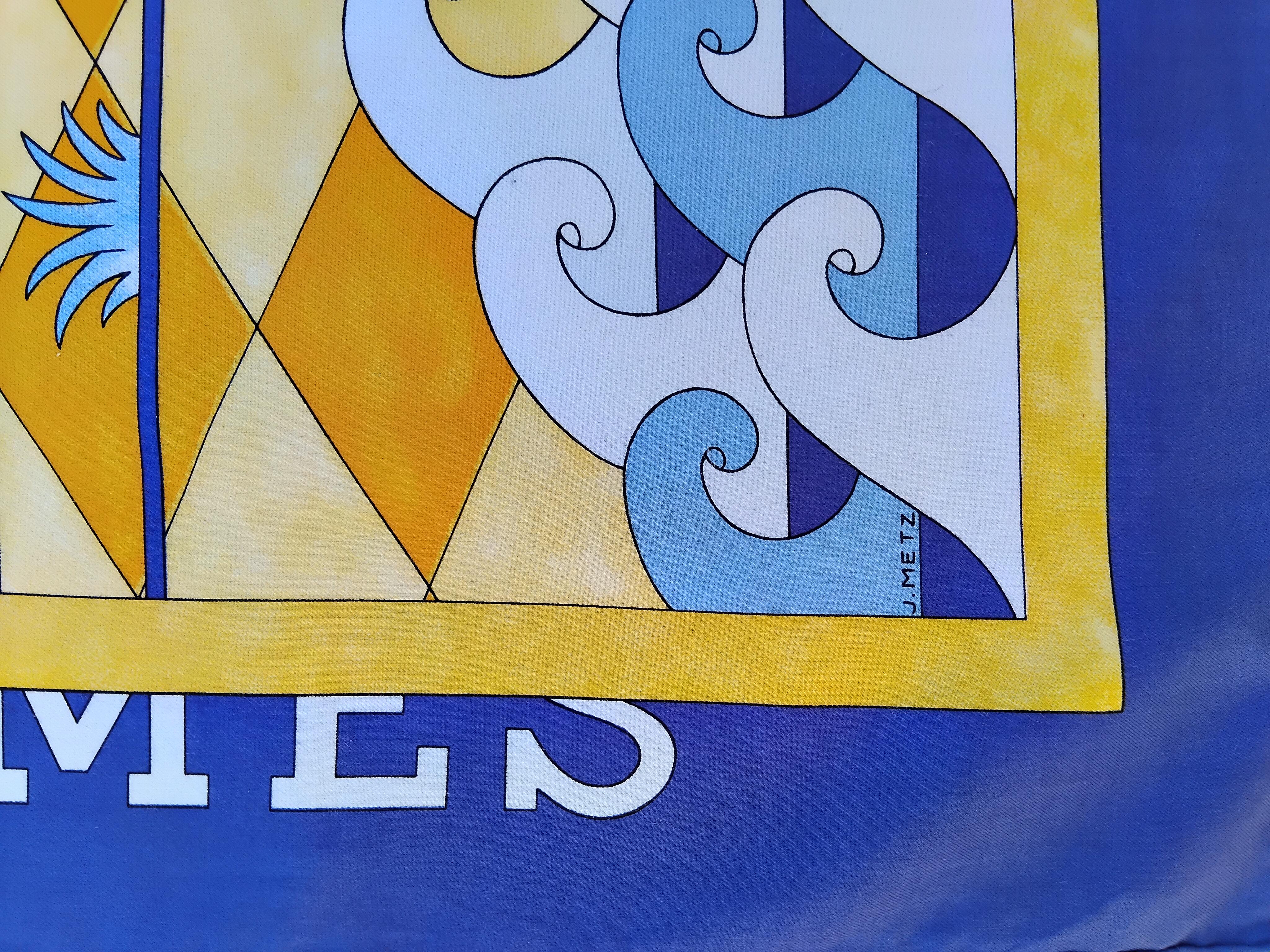 Hermès  L'Ete Summer Estate Cotton Scarf Joachim Metz Blue 1