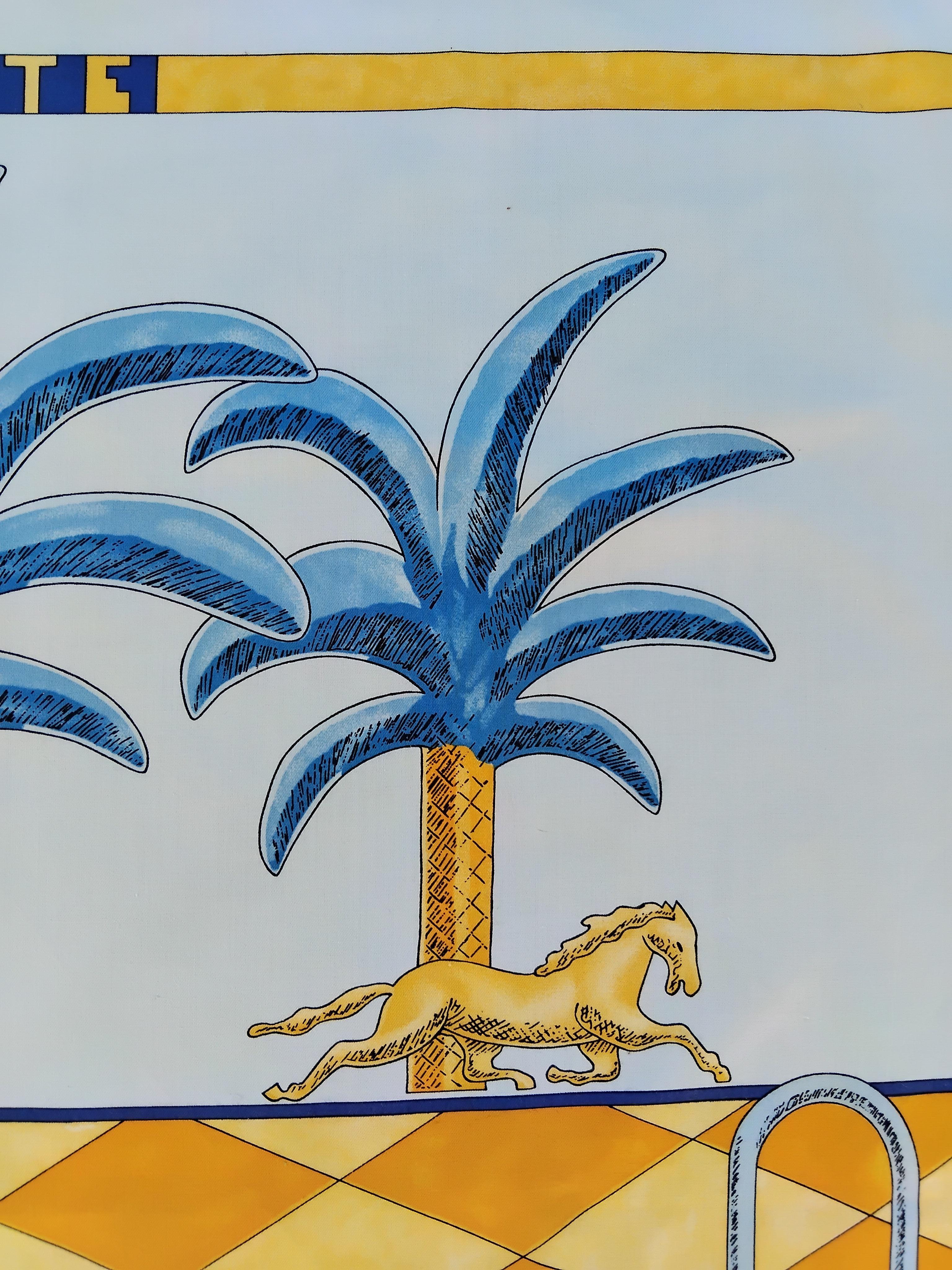 Hermès  L'Ete Summer Estate Cotton Scarf Joachim Metz Blue 3