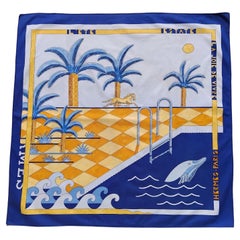 Hermès L'Ete Summer Estate Cotton Scarf Joachim Metz Blue