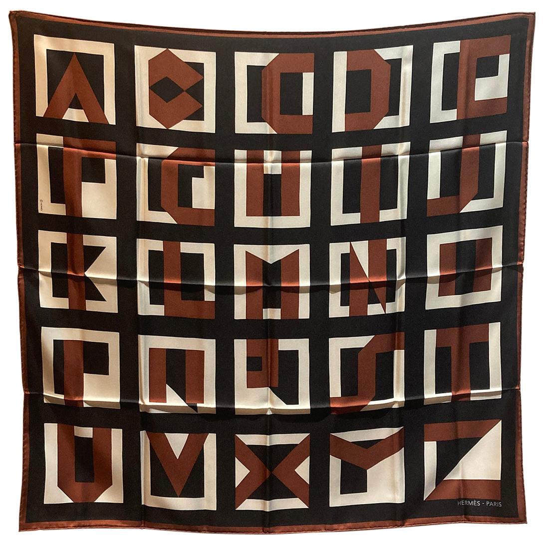 Hermes Letters Au Carre Silk Scarf 