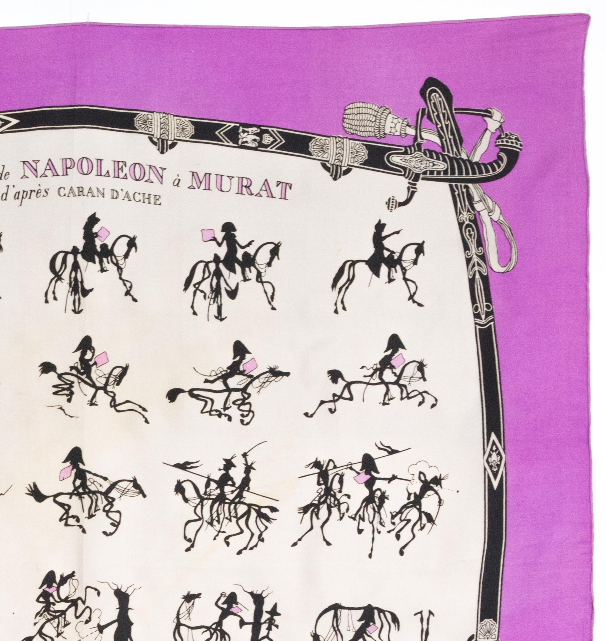 Hermes “Lettre de Napoleon a Murat » by H. Grygkar Silk Scarf In Good Condition For Sale In Paris, FR