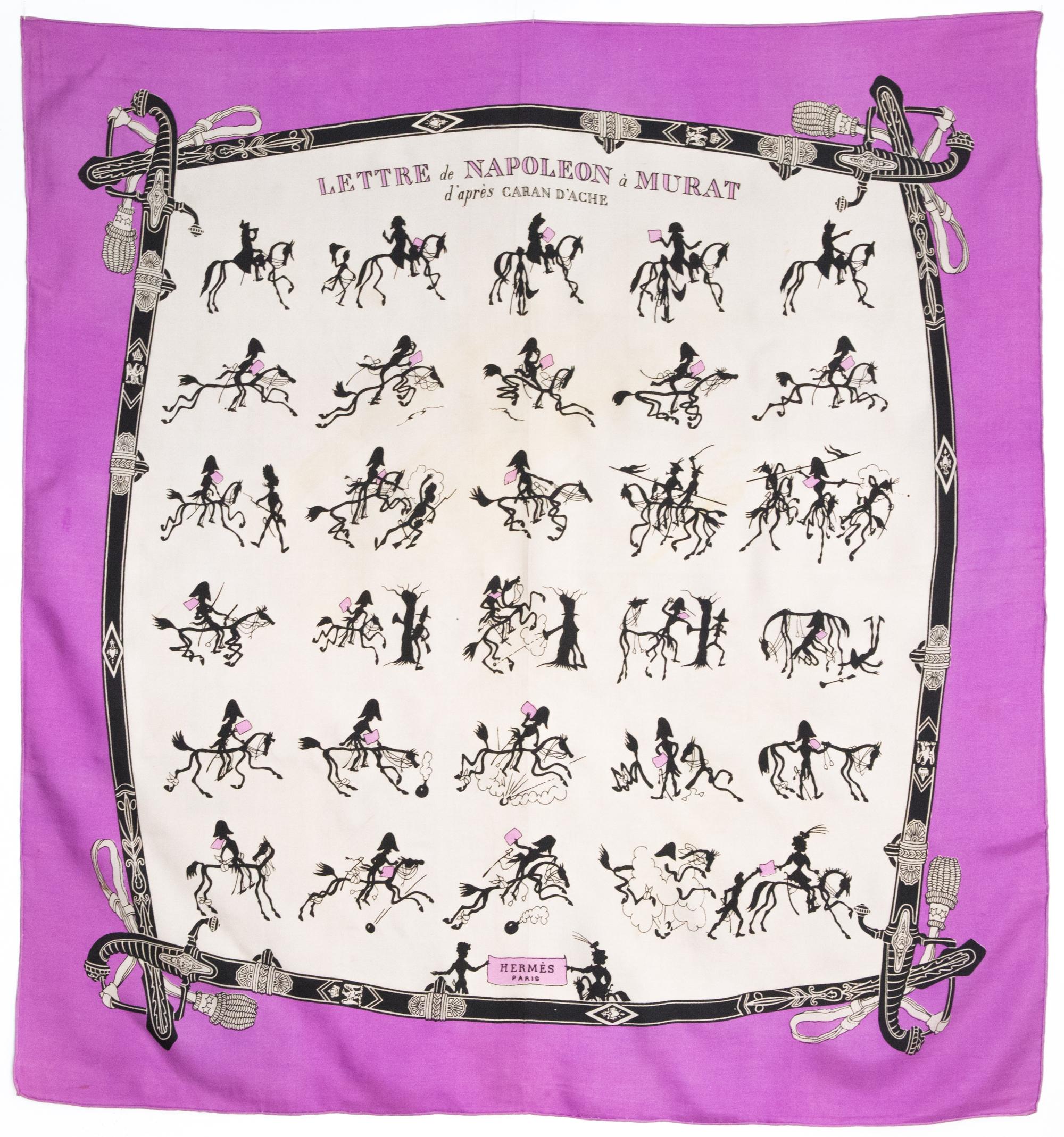 Hermes “Lettre de Napoleon a Murat » by H. Grygkar Silk Scarf For Sale 2