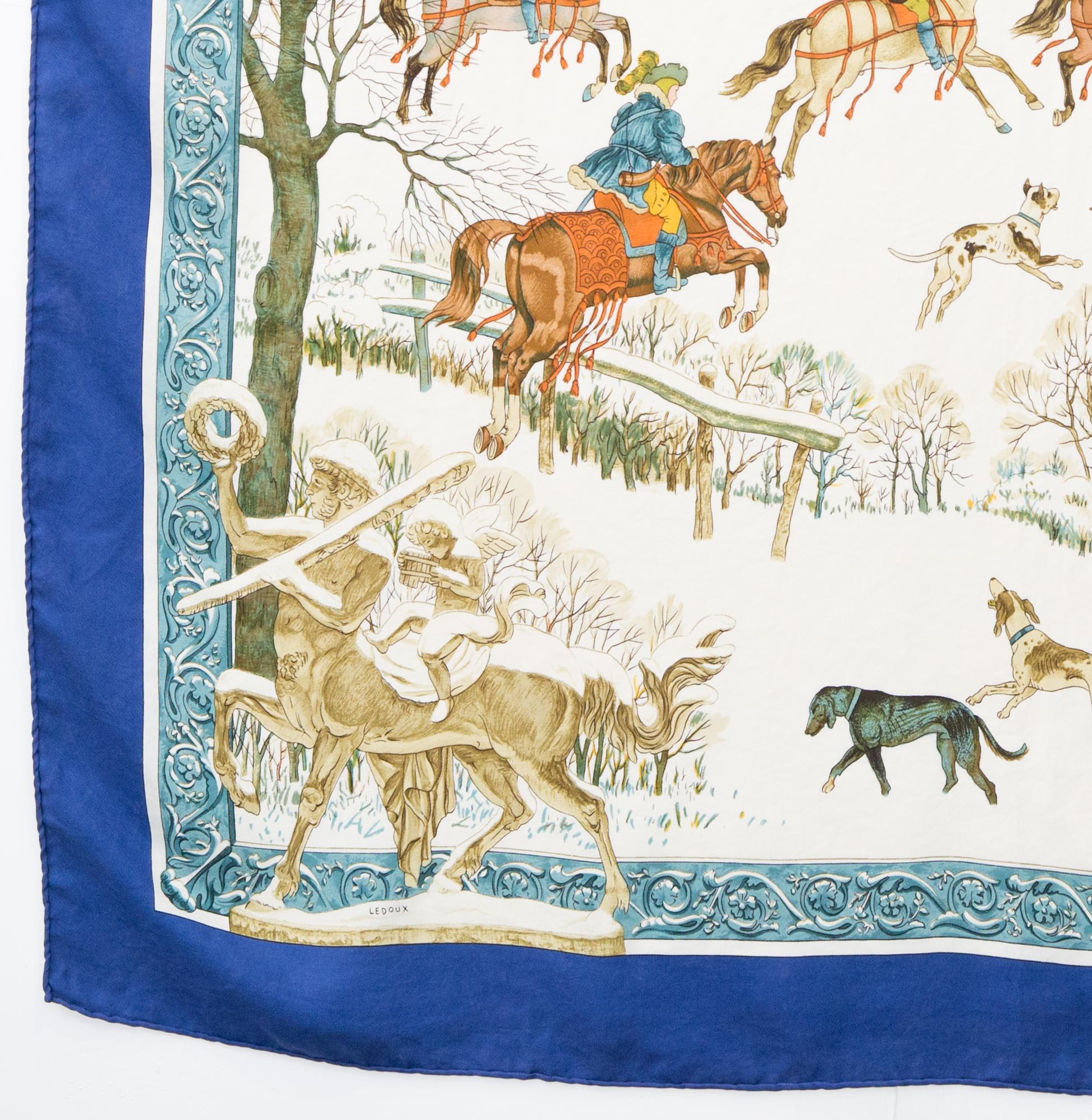 Women's or Men's Hermes L'Hiver by P.Ledoux Silk Scarf For Sale