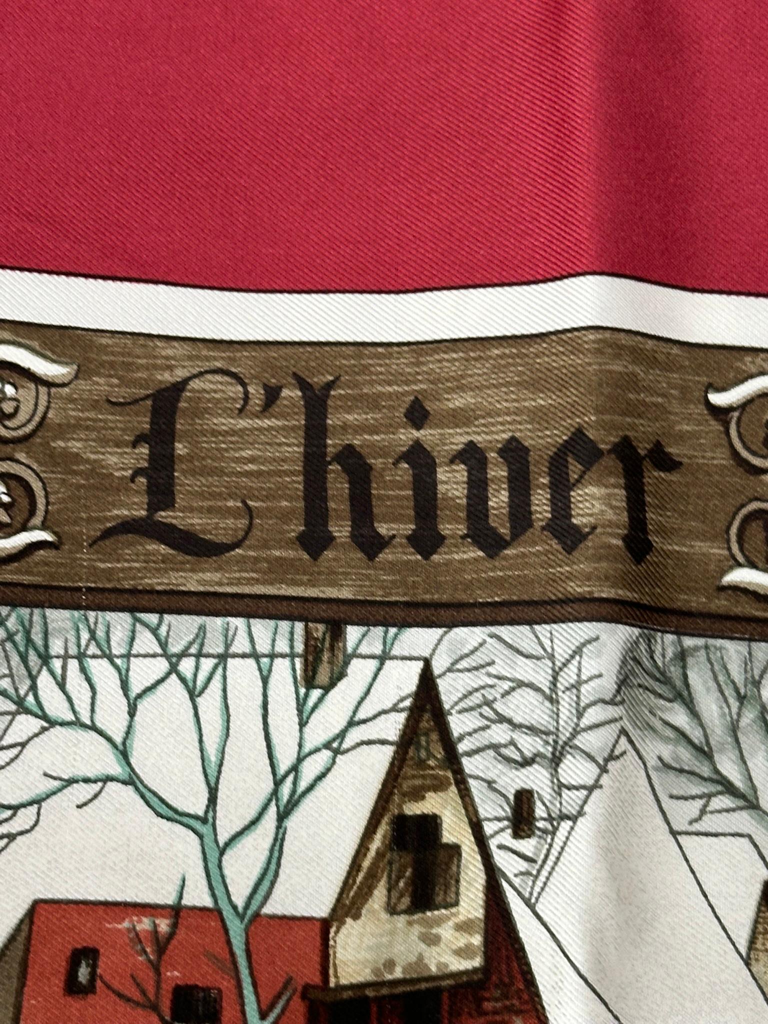 Sciarpa Hermes L'Hiver in twill di seta Design Philipp Ledoux C. 1968 90 cm. in vendita 7