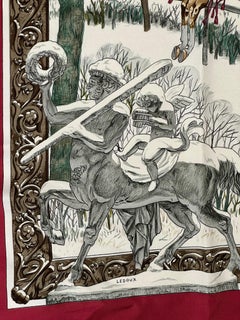 Hermes L'Hiver Silk Twill Scarf Designed by Philippe Ledoux C. 1968 90cm.