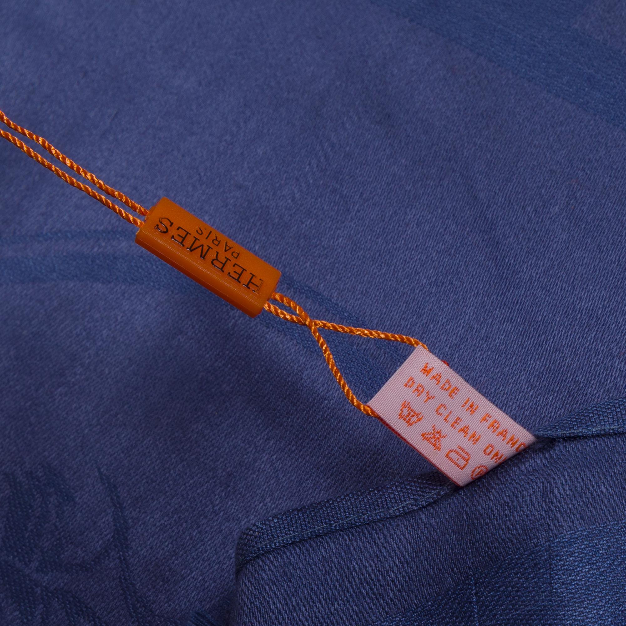 Women's Hermès Libris stole is of Bleu De Chine cashmere and silk