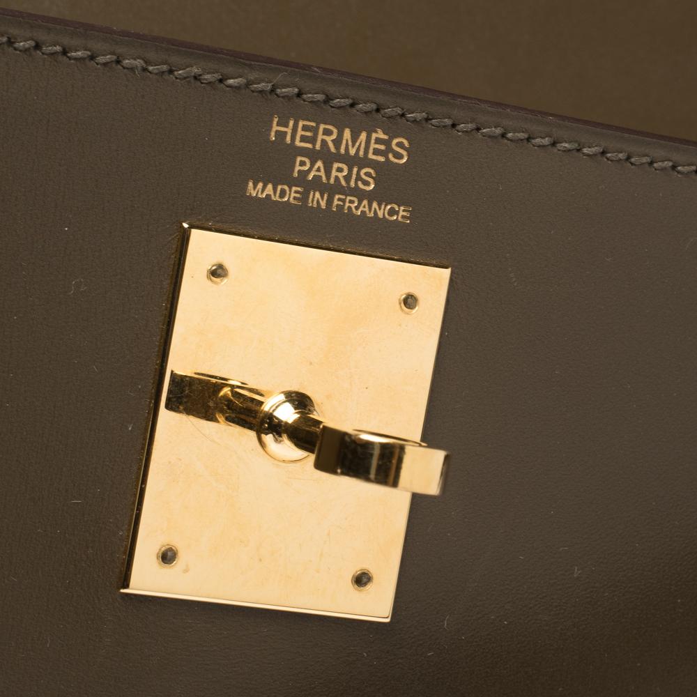 Hermes Lichen Box Calf Leather Gold Hardware Kelly Sellier 32 Bag 3