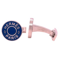 Boutons de manchette Hermès Licol 2 Bleu Saphir 9,78g