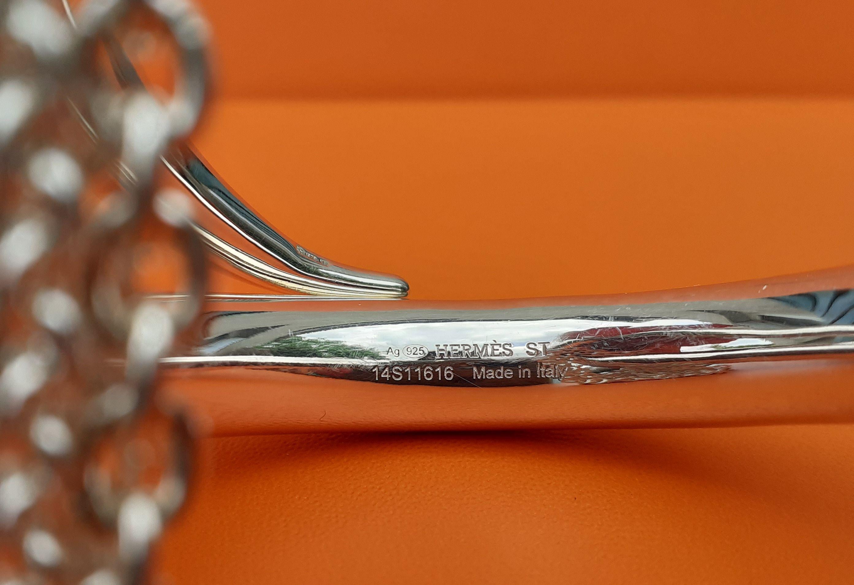 Hermès Licol Glänzendes Silberarmband, seltene Größe im Angebot 10
