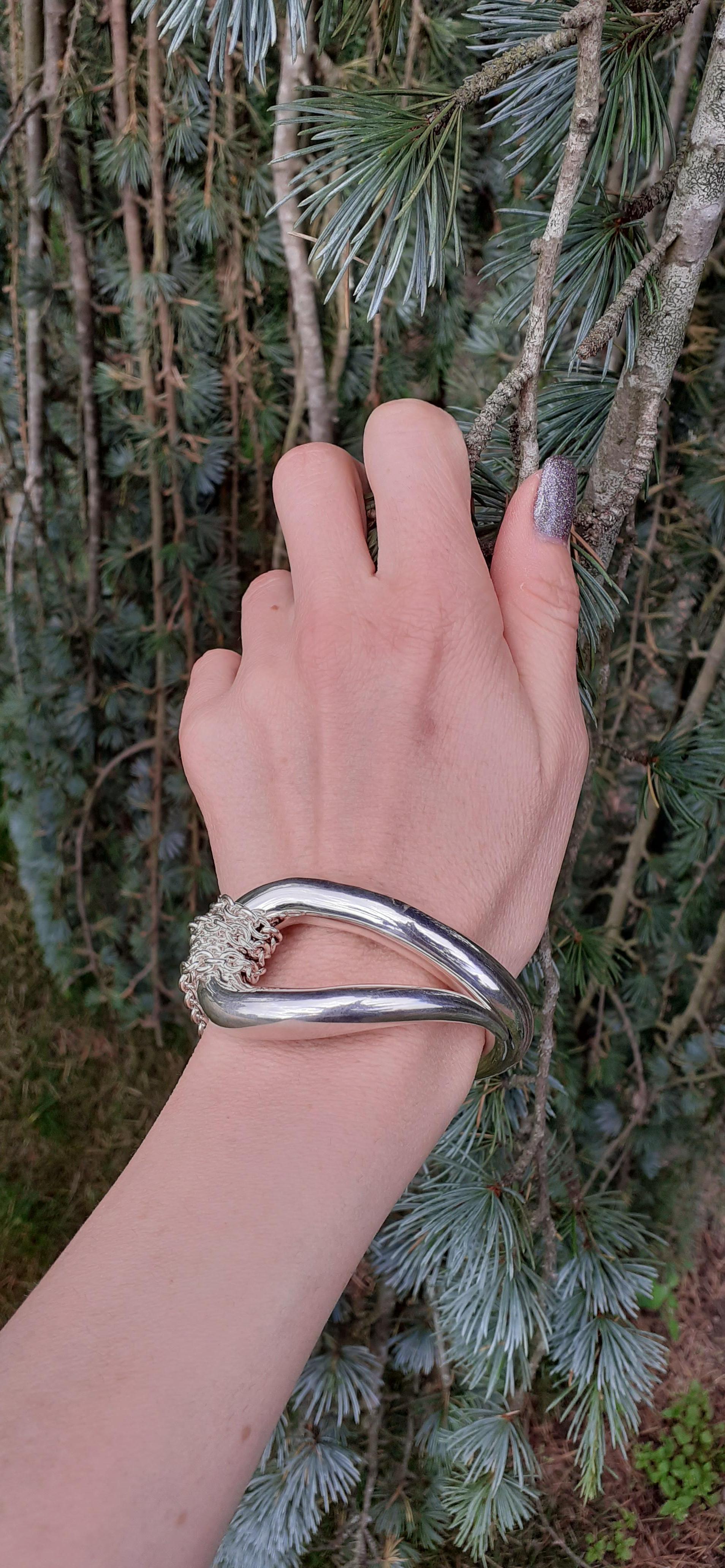 Hermès Bracelet Licol en argent brillant, petite taille, rare en vente 13