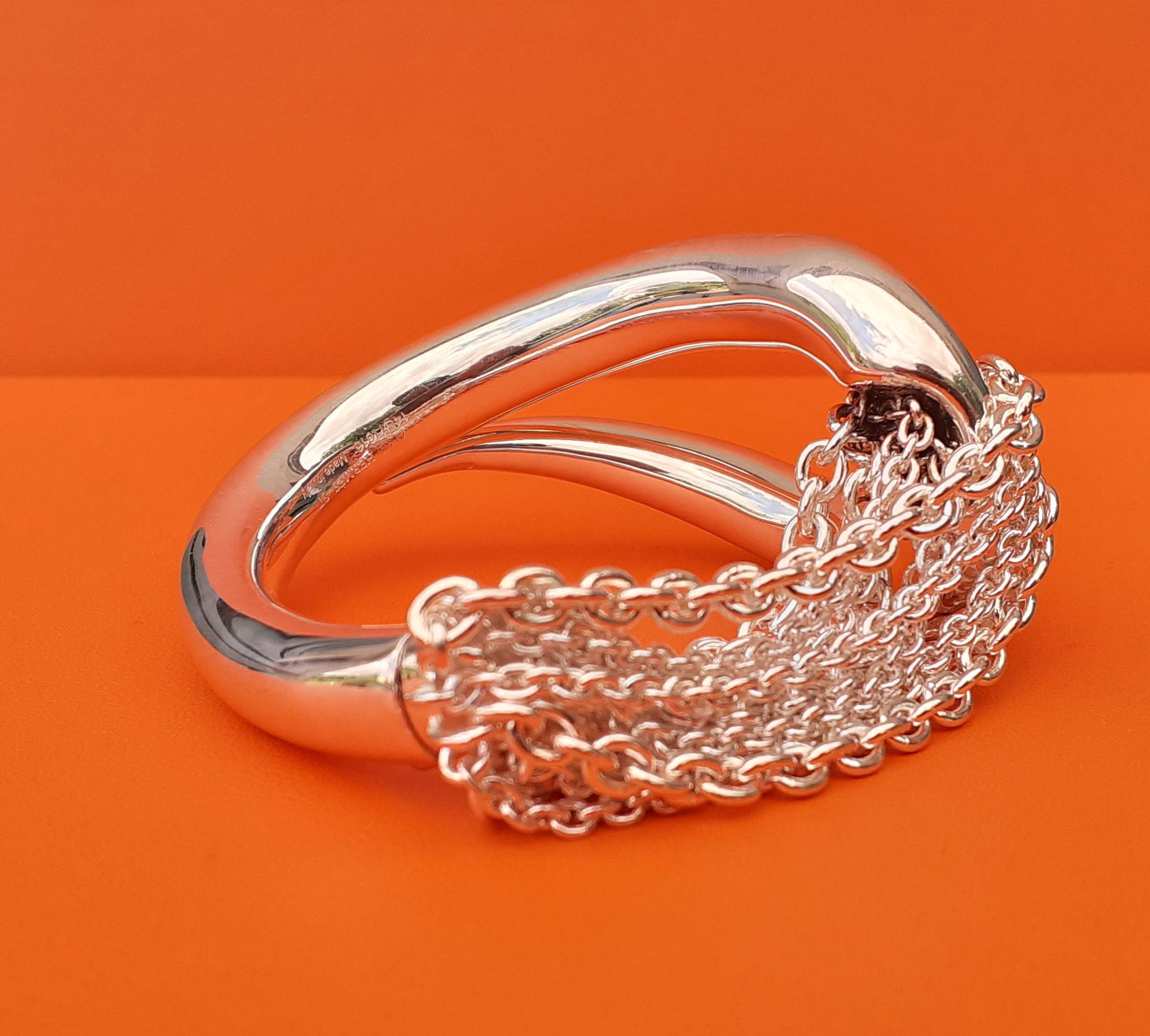 Hermès Licol Shiny Silver Bracelet Small Size Rare For Sale 1