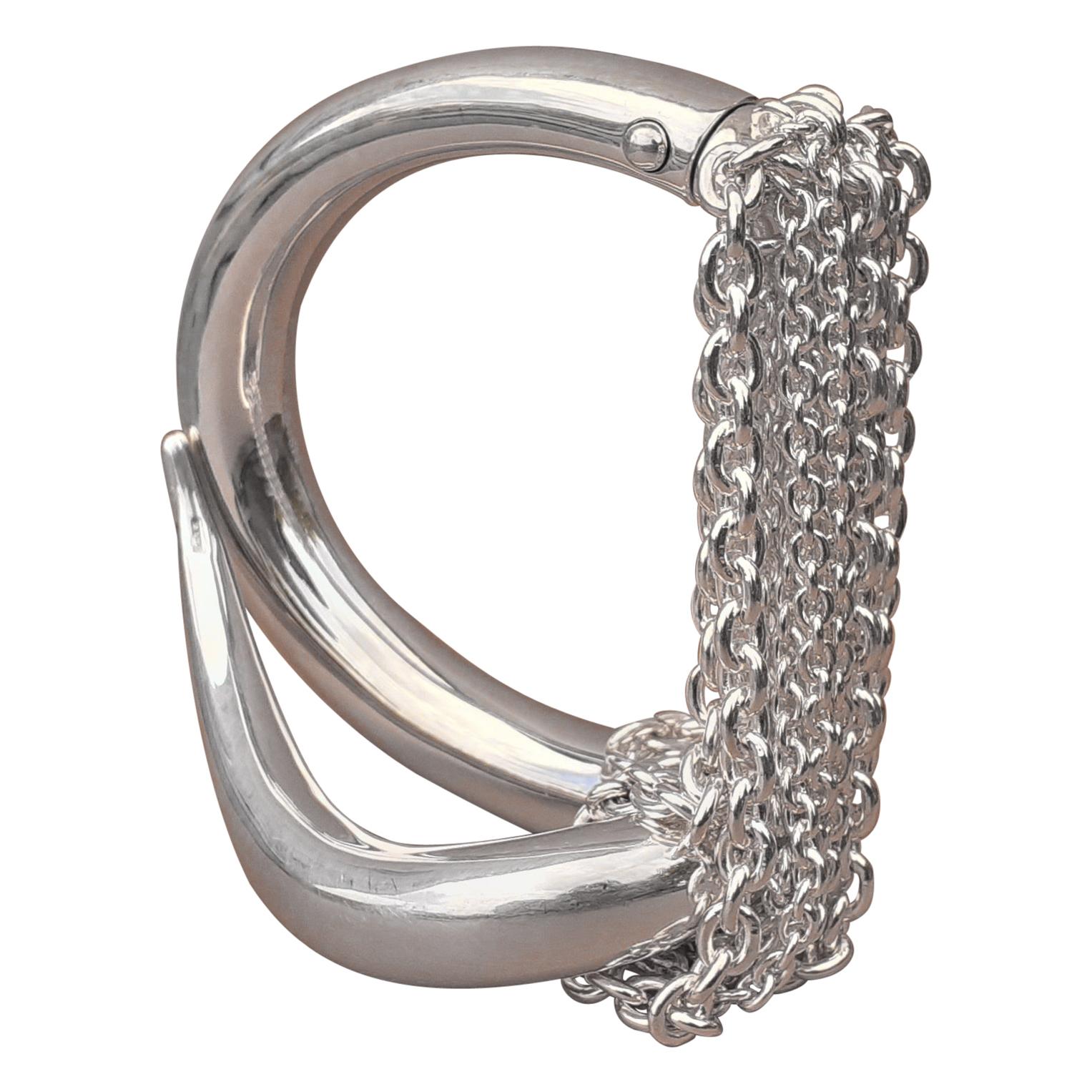 Hermès Licol Shiny Silver Bracelet Small Size Rare