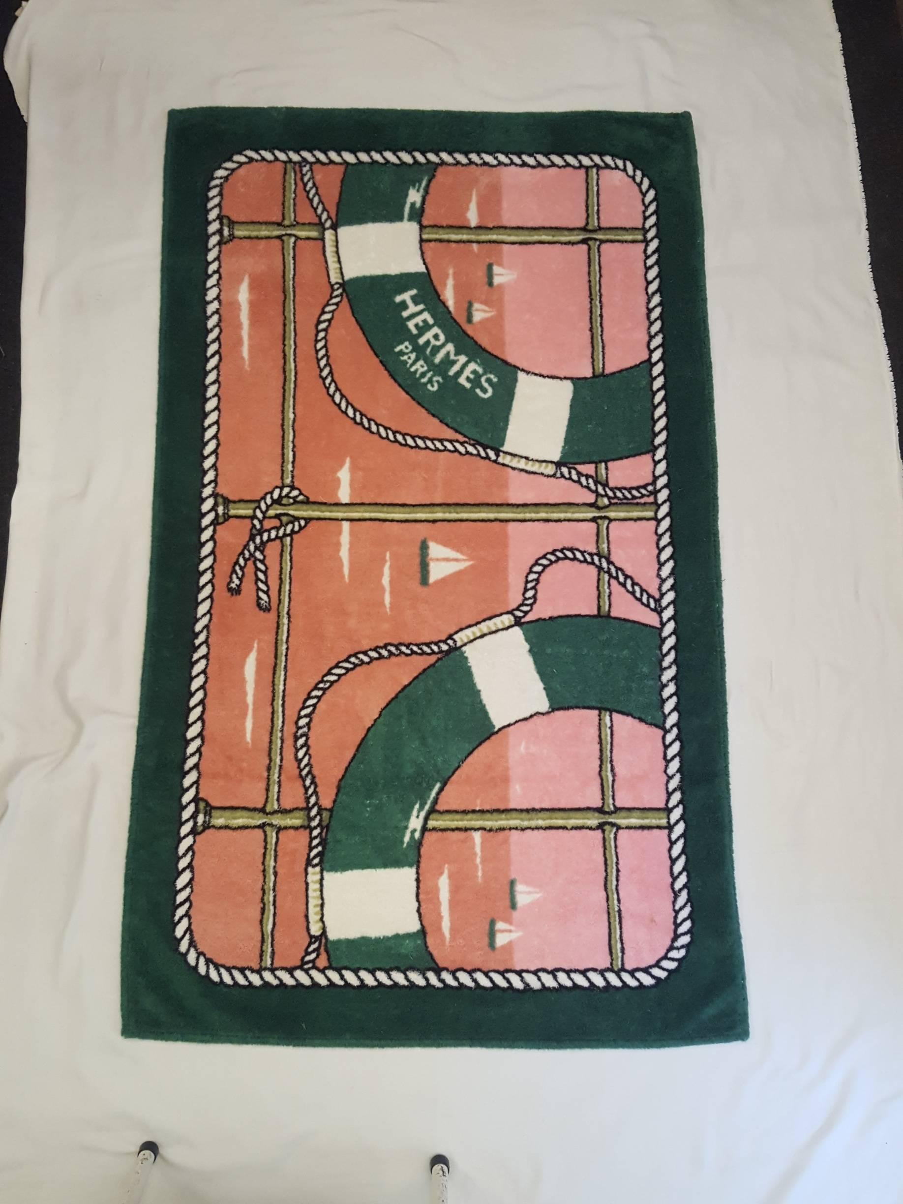 Presenting a rare Hermes Life Preserves Beach Towel that will make a statement on the beach, at a resort, on a cruise, on your yacht or by the pool!  Lush and thirsty 100 cotton!  Colors are lively and ready to be unfurled!  For lovers of all things