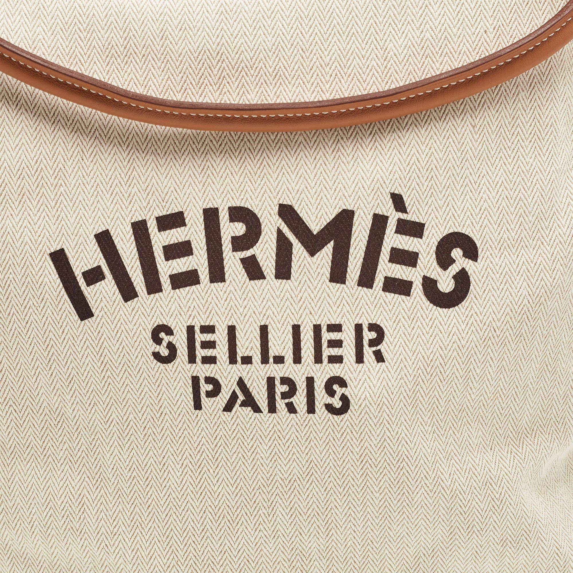 Hermès Light Beige/Gold Canvas and Swift Leather Aline Grooming Bag 3