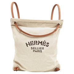 Hermès Light Beige/Gold Canvas and Swift Leather Aline Grooming Bag