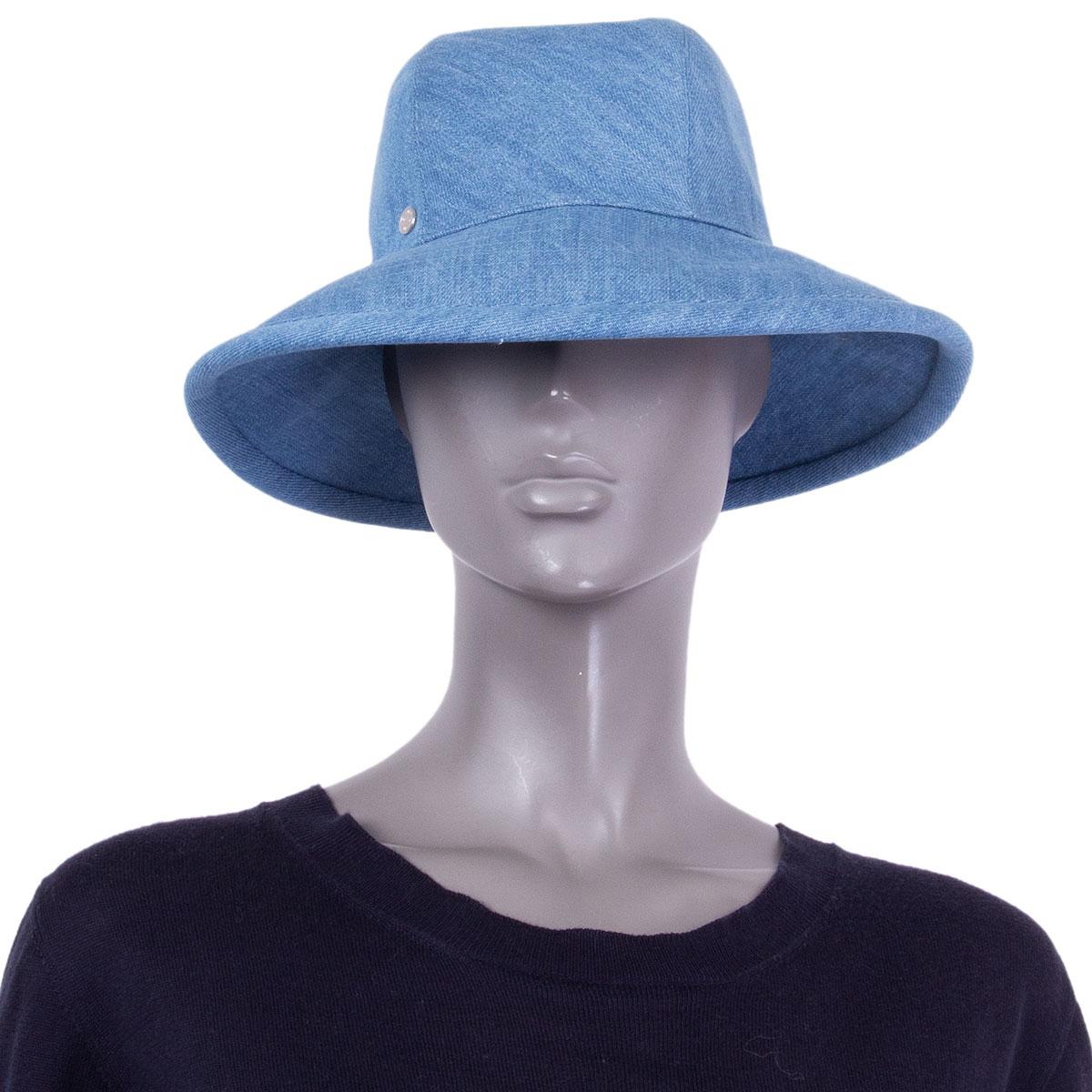 HERMES light blue cotton DENIM Wide Brimmed Bucket Hat S In Excellent Condition In Zürich, CH