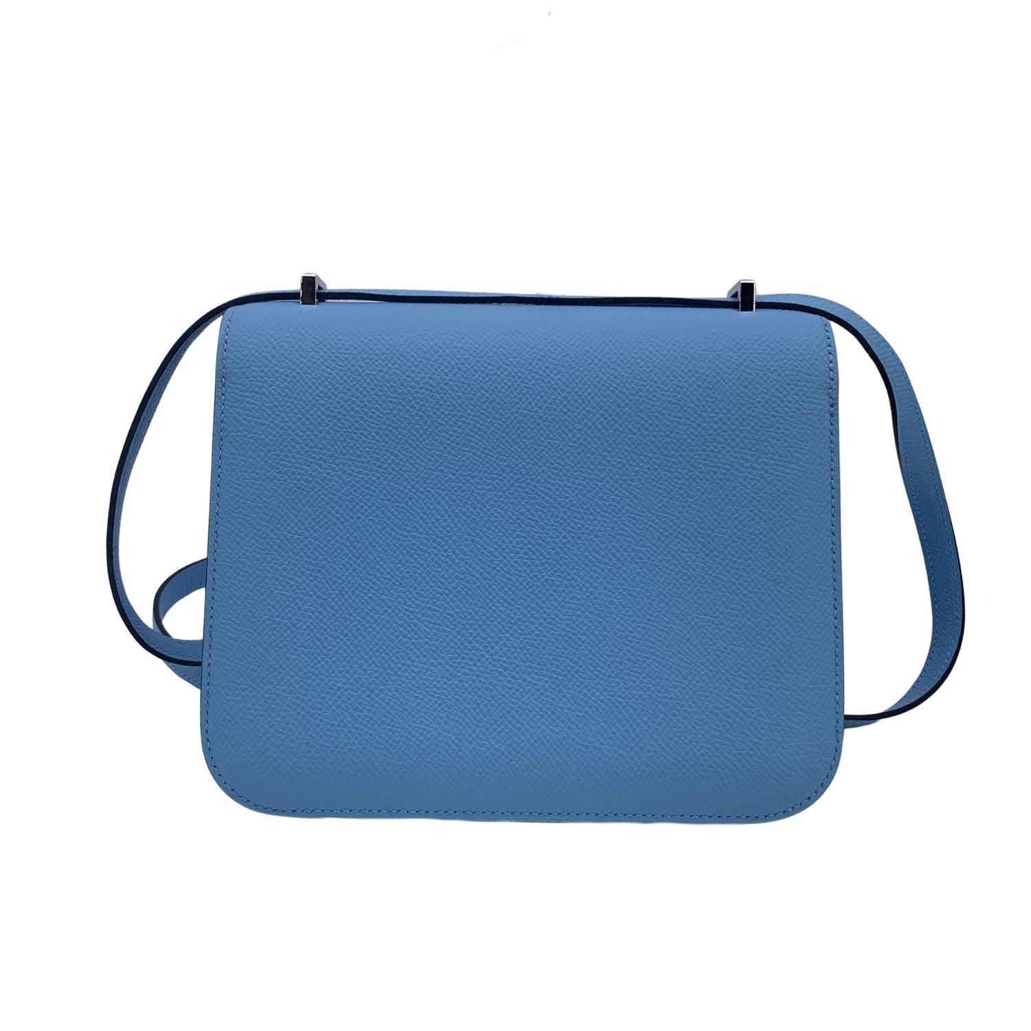 Women's Hermes Light Blue Epsom Leather Constance 18 Shoulder Bag For Sale