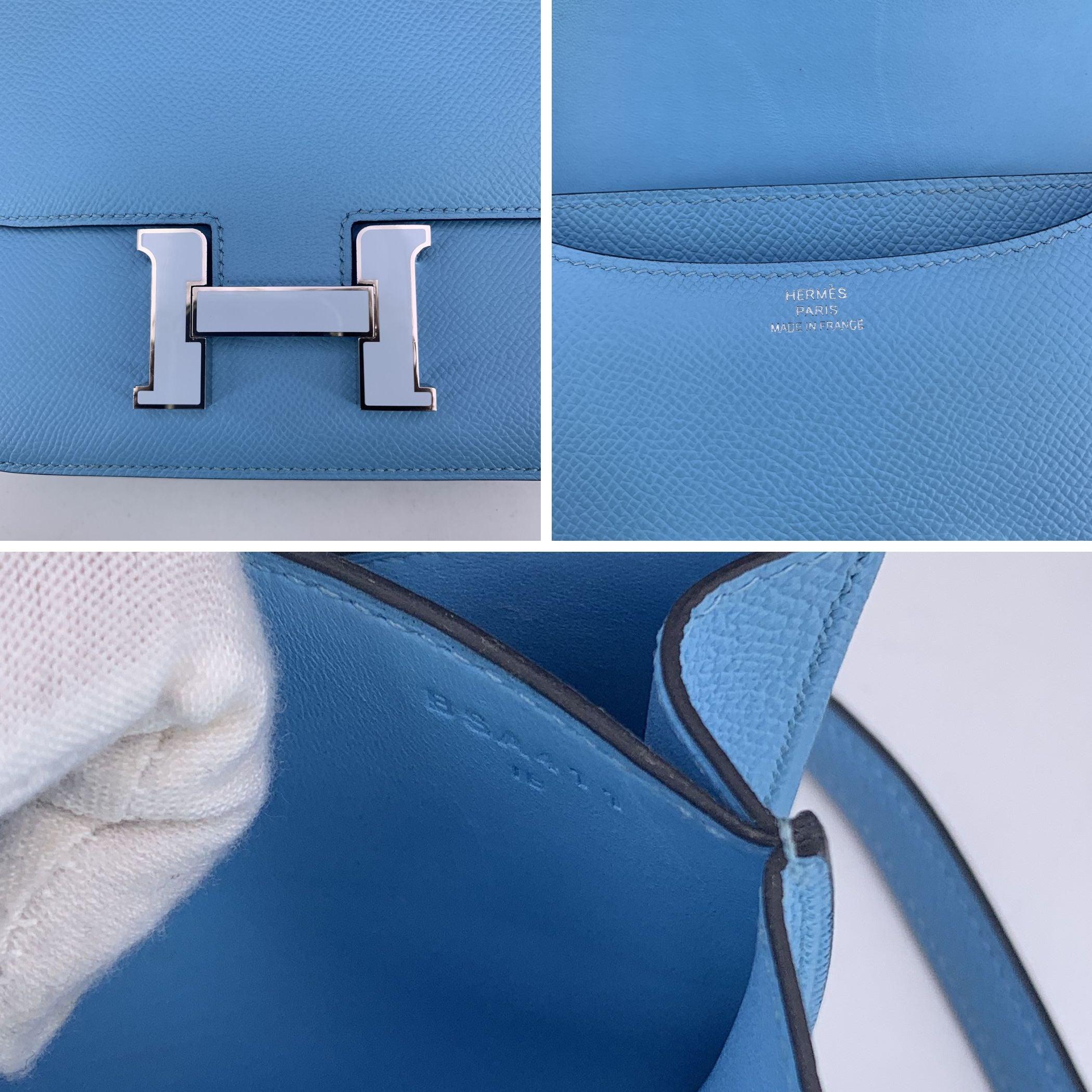 Hermes Light Blue Epsom Leather Constance 18 Shoulder Bag For Sale 2