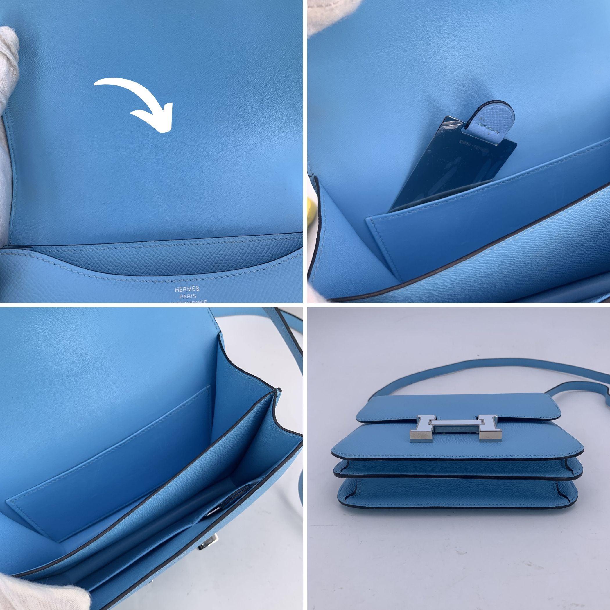 Hermes Light Blue Epsom Leather Constance 18 Shoulder Bag For Sale 3