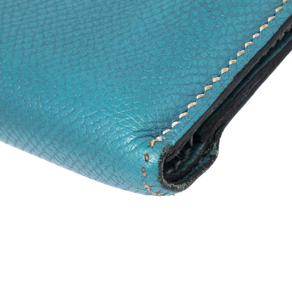 Women's Hermes Light Blue Leather Bifold Compact Wallet