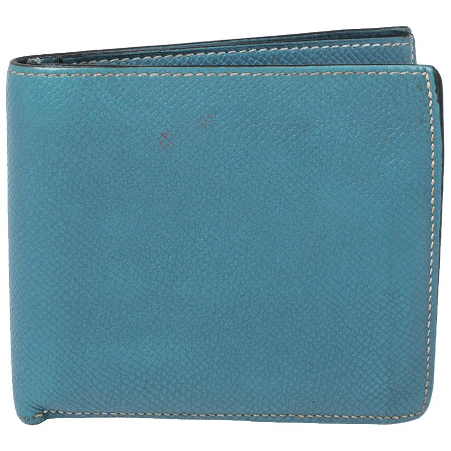 Hermes Light Blue Leather Bifold Compact Wallet