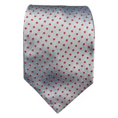 HERMES Light Blue & Pink Polka Dot Silk Tie