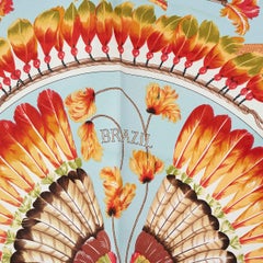 HERMES light blue silk BRAZIL 90 Twill Scarf