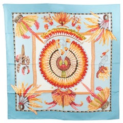 HERMES light blue silk BRAZIL 90 Twill Scarf