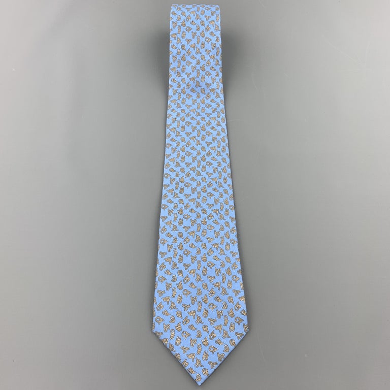 HERMES Light Blue Silk Knot Print Tie For Sale at 1stdibs