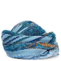 HERMES light blue silk OMBRES ET LUMIERES 90 PLISSE Scarf