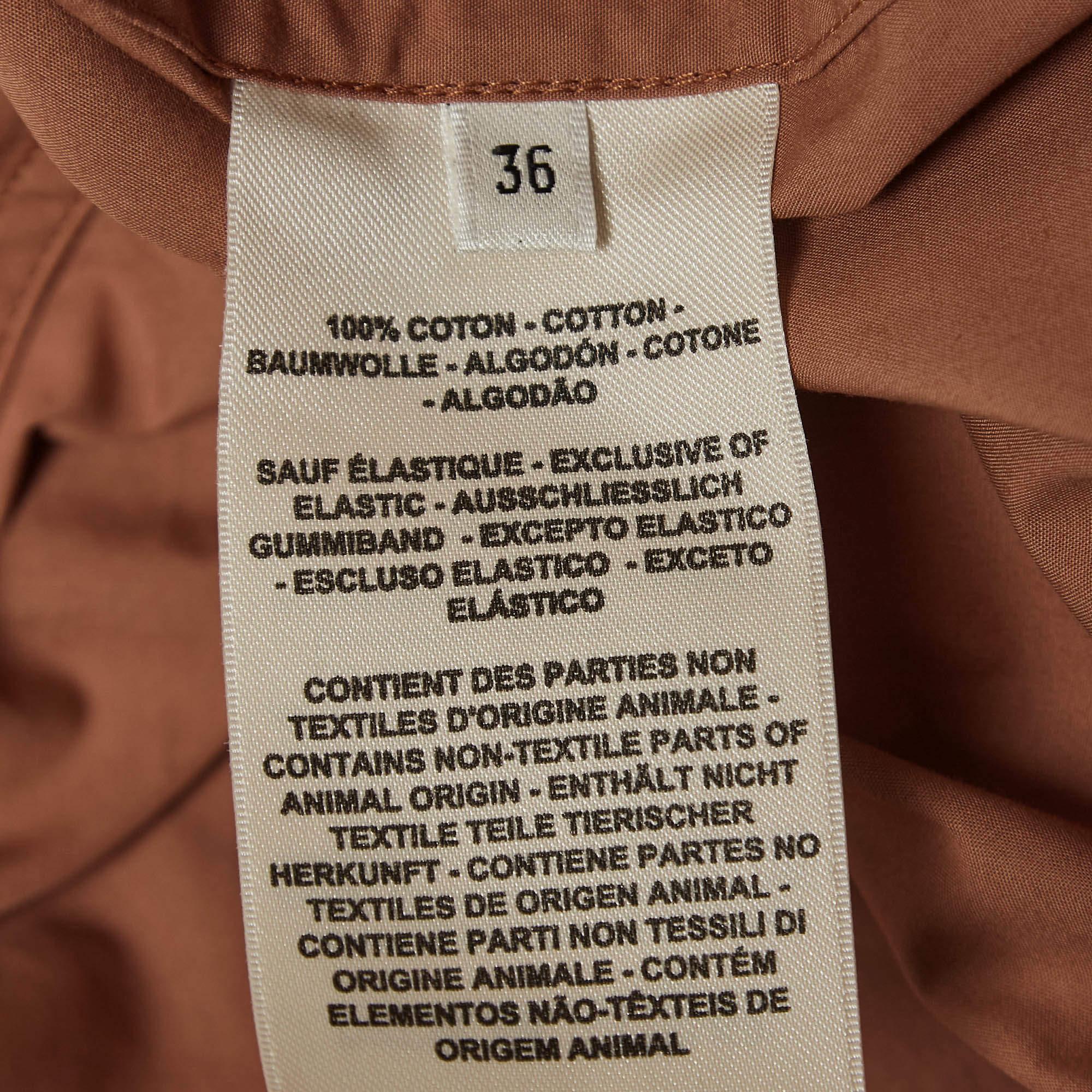 Hermès Light Brown Cotton Belted Short Dress S In Good Condition For Sale In Dubai, Al Qouz 2