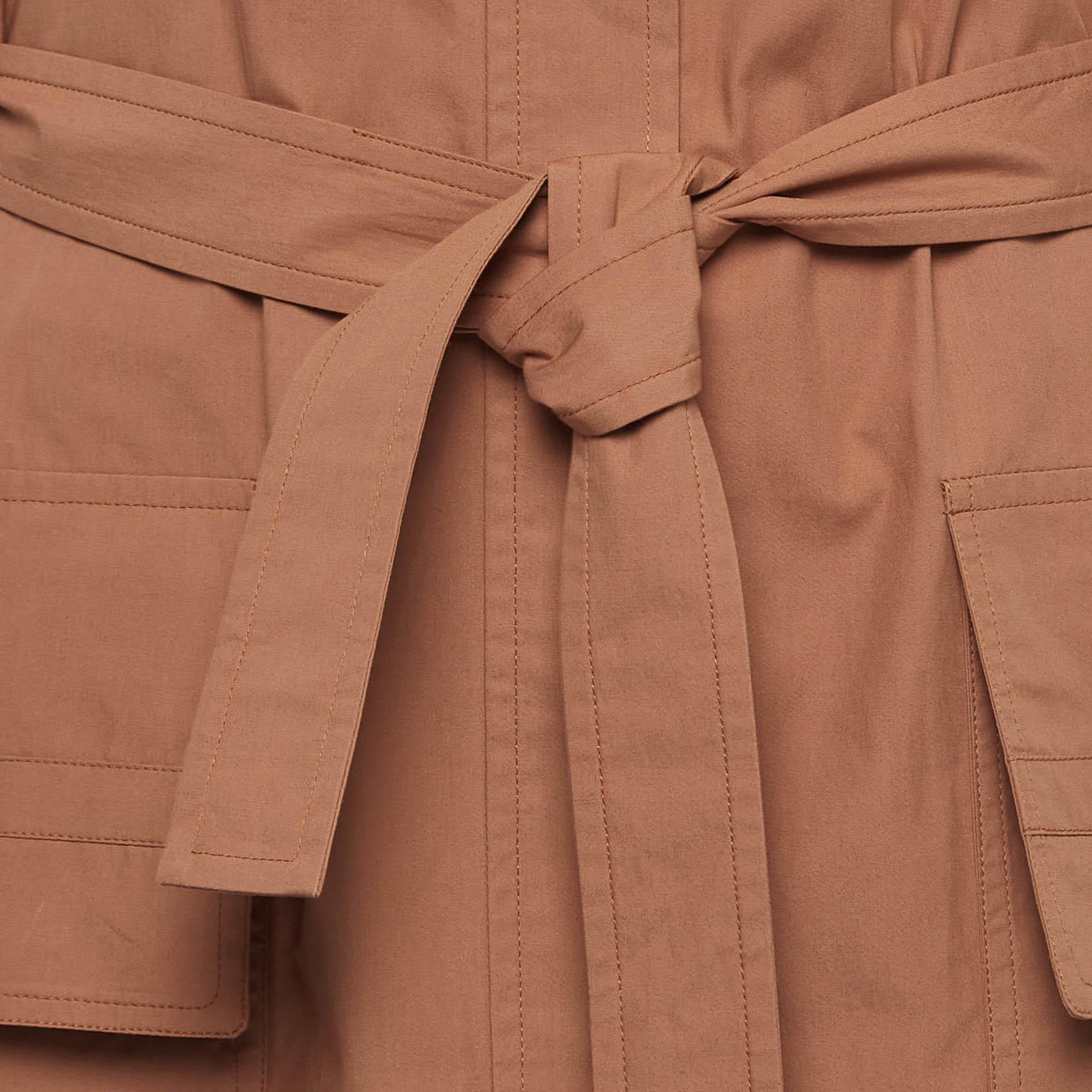 Hermès Light Brown Cotton Belted Short Dress S For Sale 1