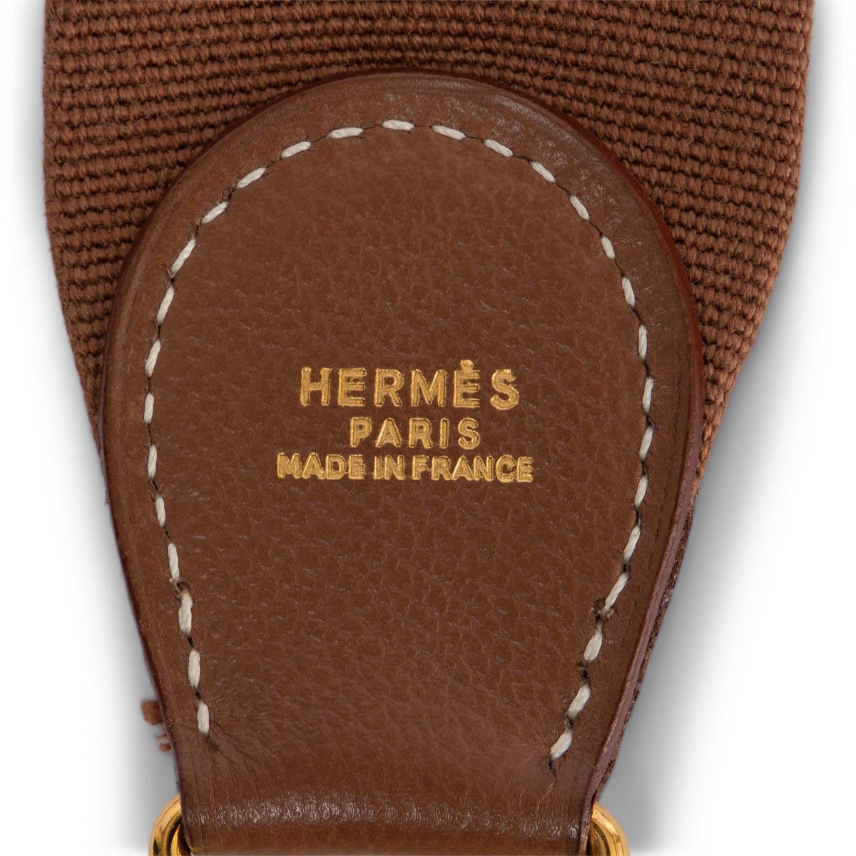 Hermès - Sac à bandoulière SANGLE KELLY en cuir et toile marron clair, 50 mm Excellent état - En vente à Zürich, CH