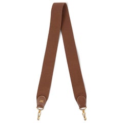 Vintage HERMES light brown leather & canvas SANGLE KELLY 50mm Bag Strap