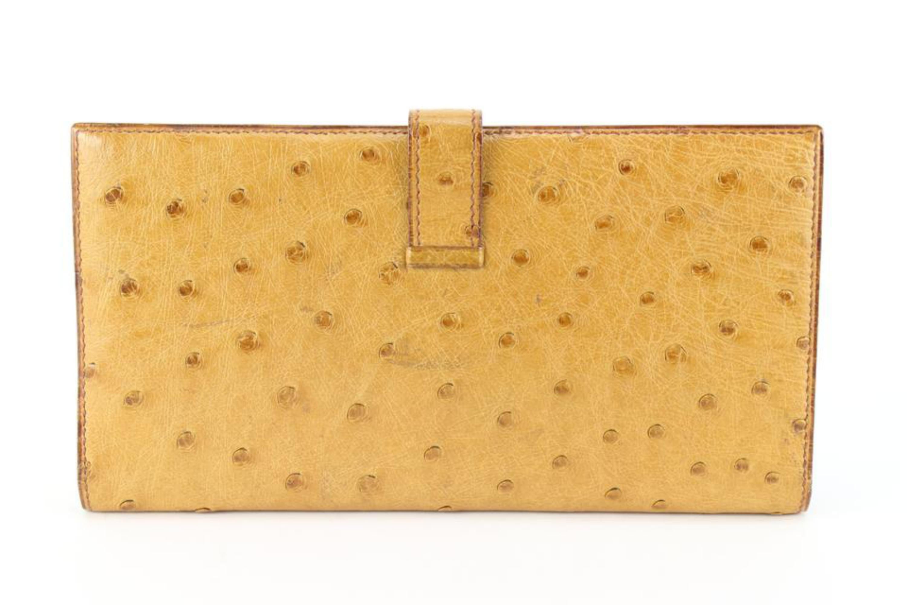 Hermès Light Brown Ostrich Bearn Long Bifold 3H97a 1