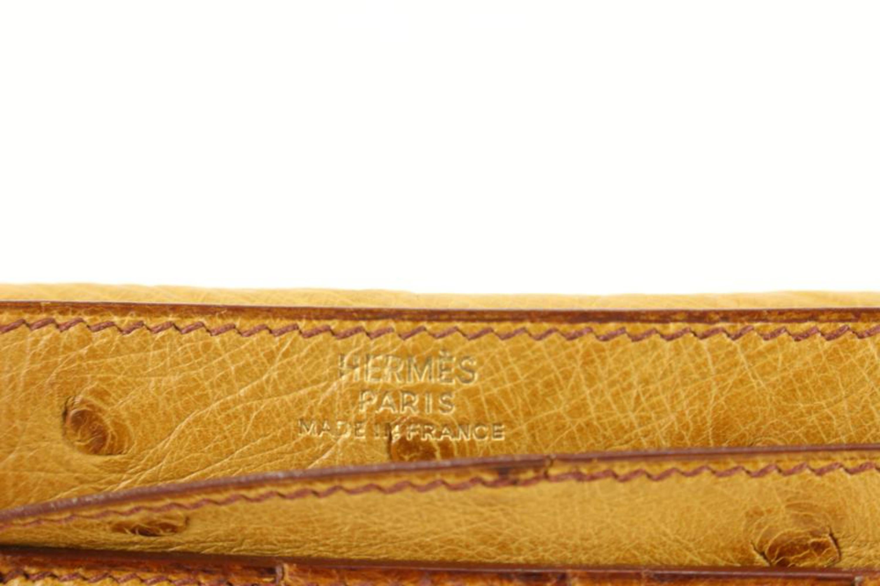 Hermès Light Brown Ostrich Bearn Long Bifold 3H97a 2