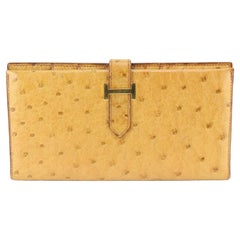 Hermès Light Brown Ostrich Bearn Long Bifold Wallet 53h815s