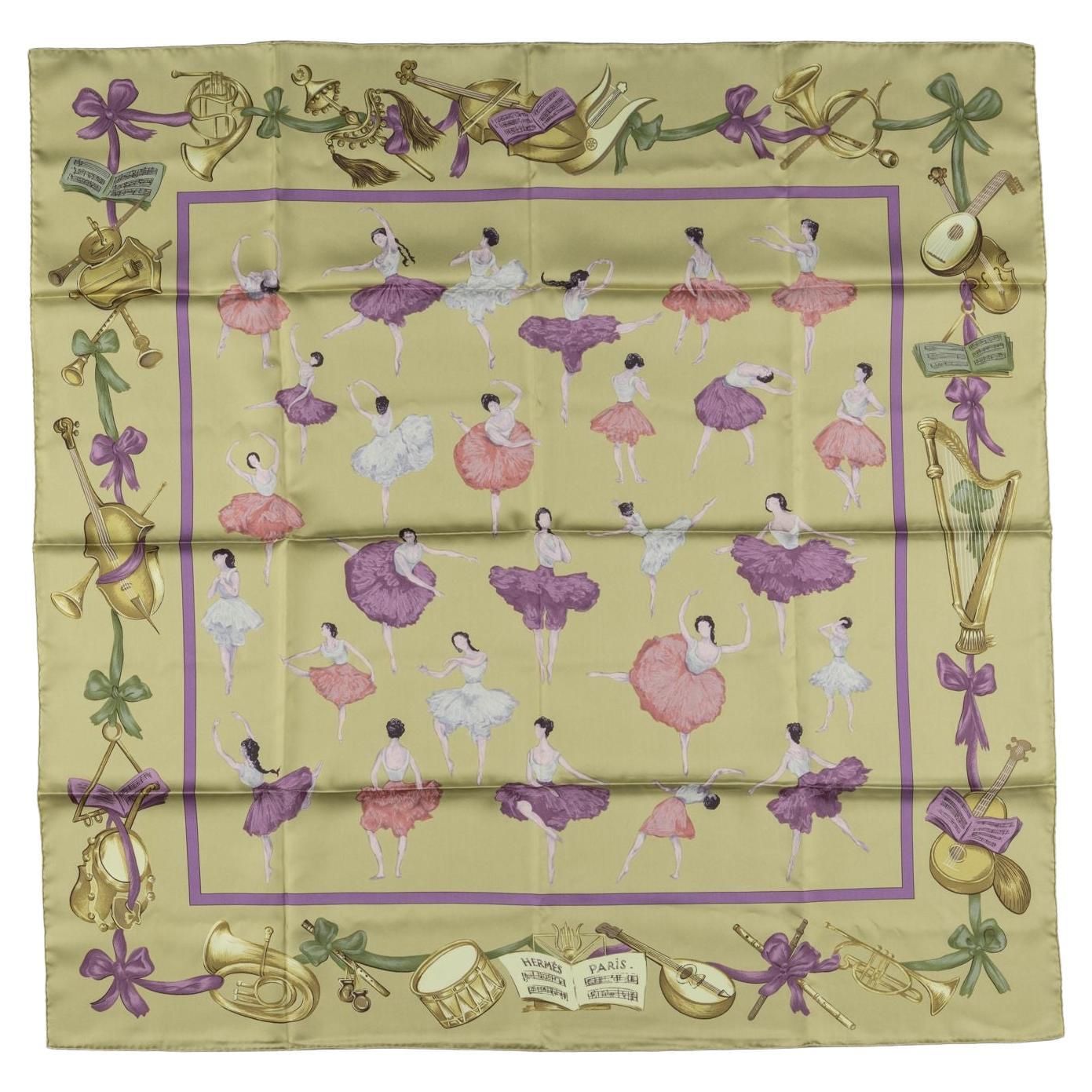 Hermès Light Green “La Danse” Rare Silk Scarf