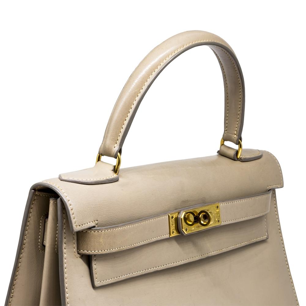 Women's Hermès Light Grey Box Leather 28cm Kelly Sellier Bag