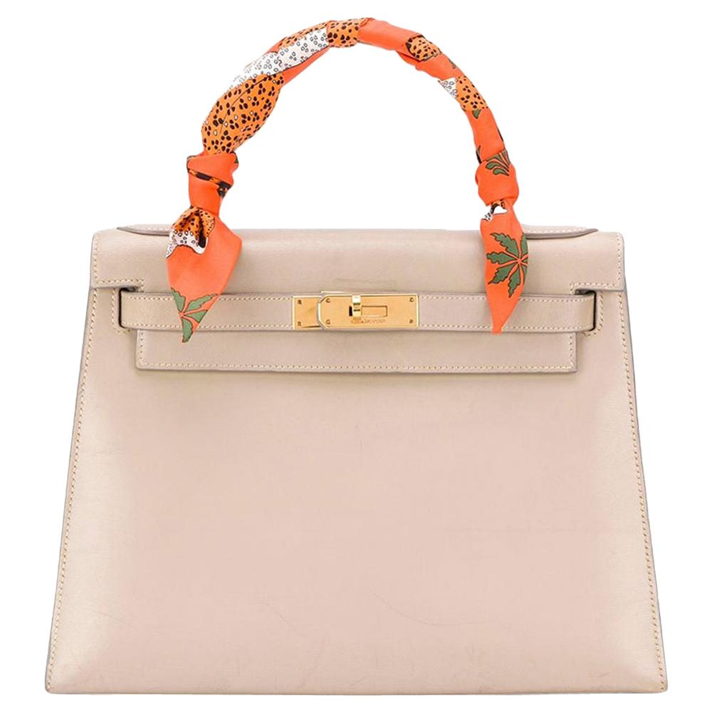 Hermès Light Grey Box Leather 28cm Kelly Sellier Bag