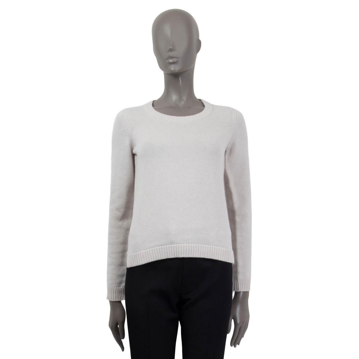 Gray HERMES light grey cashmere ROUND NECK Sweater 36 XS For Sale